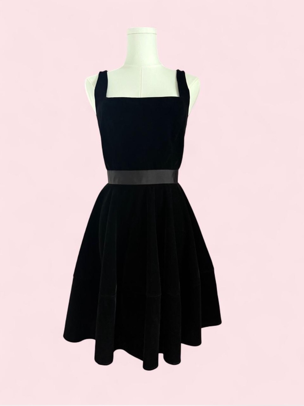 Vintage 90s Adelyn Rae, black velvet mini dress with silk belt